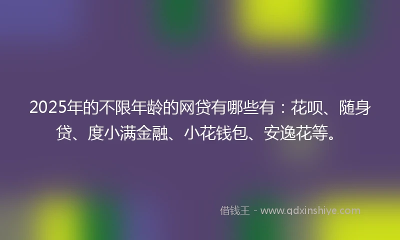 2025年的不限年龄的网贷有哪些有：花呗、随身贷、度小满金融、小花钱包、安逸花等。
