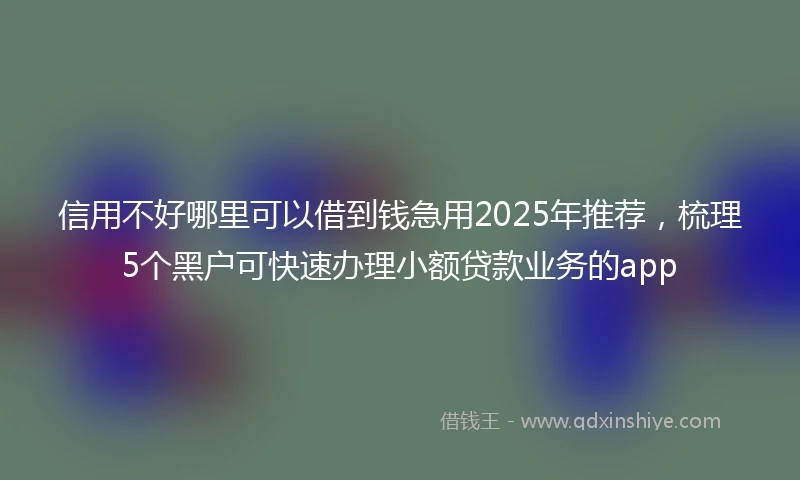 信用不好哪里可以借到钱急用2025年推荐，梳理5个黑户可快速办理小额贷款业务的app