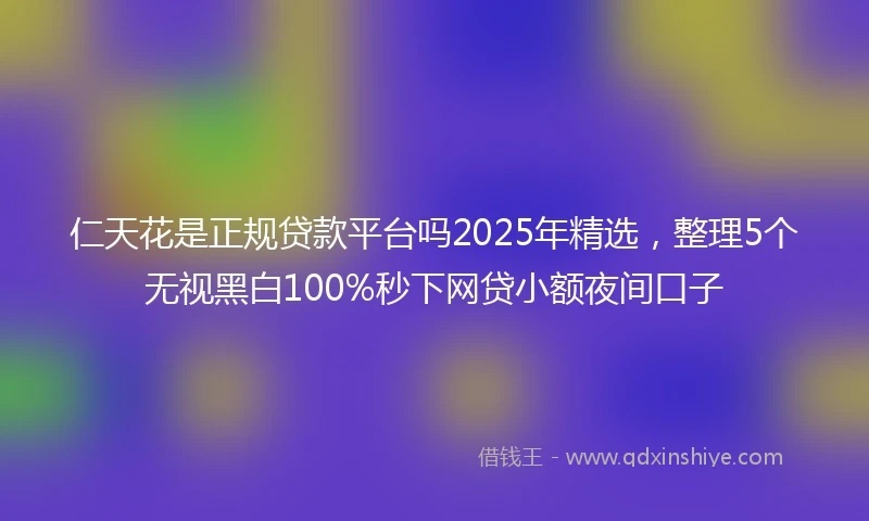 仁天花是正规贷款平台吗2025年精选，整理5个无视黑白100%秒下网贷小额夜间口子