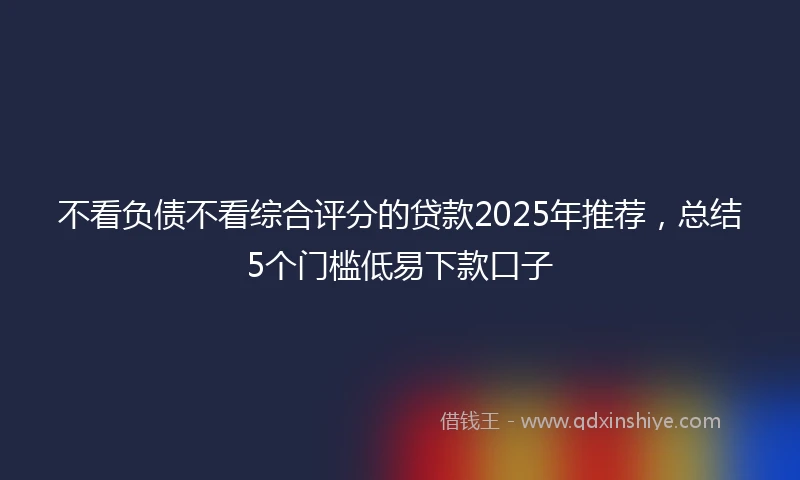 不看负债不看综合评分的贷款2025年推荐，总结5个门槛低易下款口子