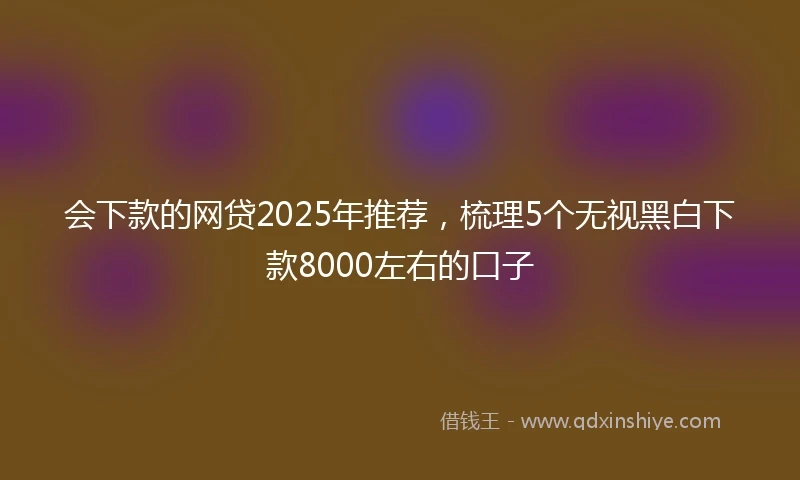 会下款的网贷2025年推荐，梳理5个无视黑白下款8000左右的口子