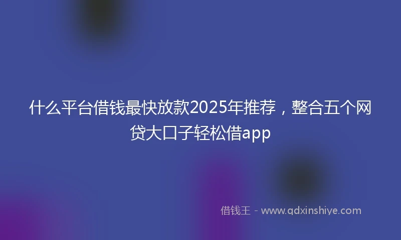 什么平台借钱最快放款2025年推荐，整合五个网贷大口子轻松借app
