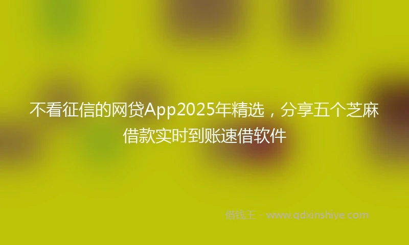 不看征信的网贷App2025年精选，分享五个芝麻借款实时到账速借软件
