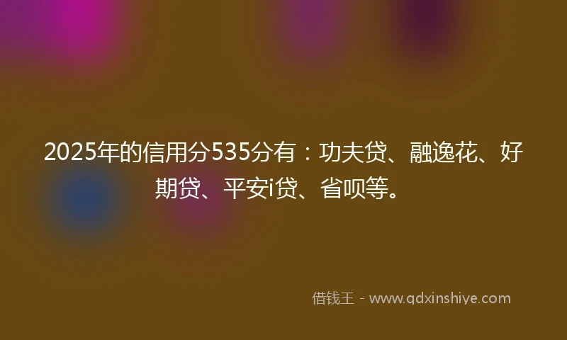 2025年的信用分535分有：功夫贷、融逸花、好期贷、平安i贷、省呗等。