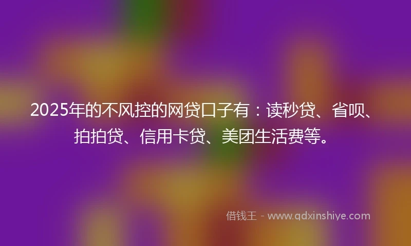 2025年的不风控的网贷口子有：读秒贷、省呗、拍拍贷、信用卡贷、美团生活费等。