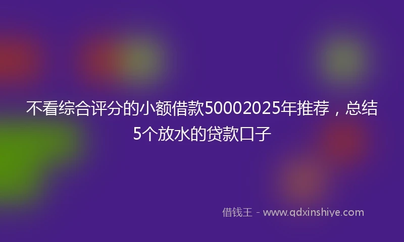 不看综合评分的小额借款50002025年推荐，总结5个放水的贷款口子