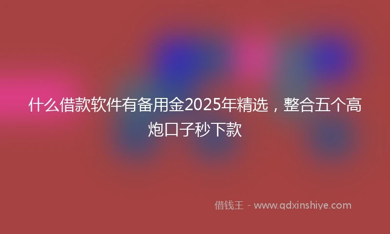 什么借款软件有备用金2025年精选，整合五个高炮口子秒下款