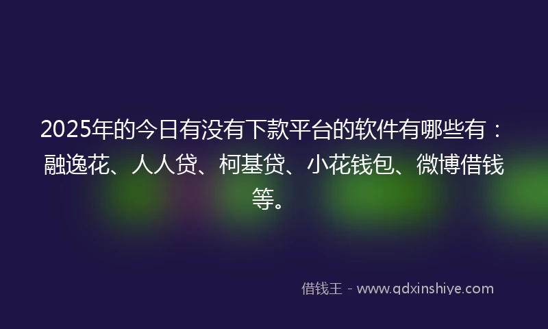 2025年的今日有没有下款平台的软件有哪些有：融逸花、人人贷、柯基贷、小花钱包、微博借钱等。