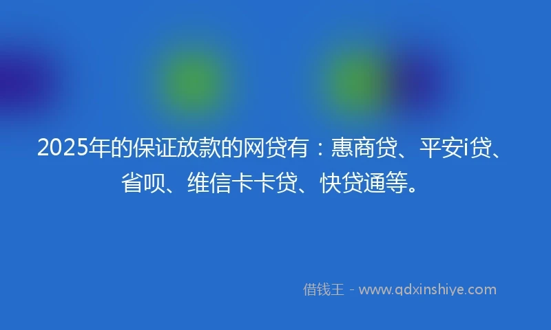 2025年的保证放款的网贷有：惠商贷、平安i贷、省呗、维信卡卡贷、快贷通等。