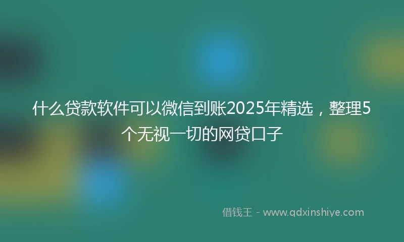 什么贷款软件可以微信到账2025年精选，整理5个无视一切的网贷口子