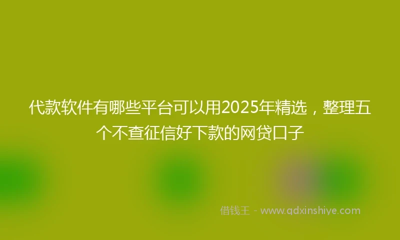 代款软件有哪些平台可以用2025年精选，整理五个不查征信好下款的网贷口子