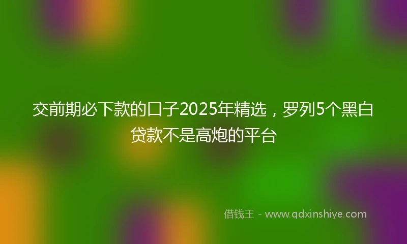 交前期必下款的口子2025年精选，罗列5个黑白贷款不是高炮的平台