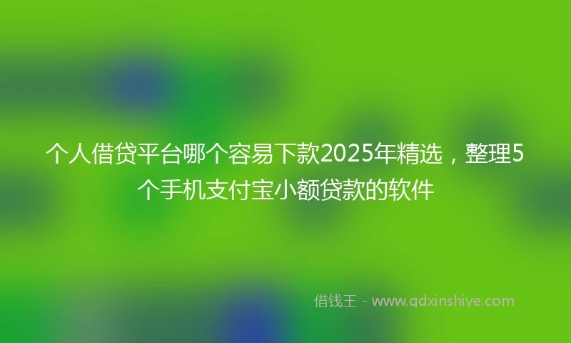 个人借贷平台哪个容易下款2025年精选，整理5个手机支付宝小额贷款的软件