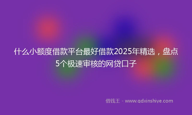 什么小额度借款平台最好借款2025年精选，盘点5个极速审核的网贷口子