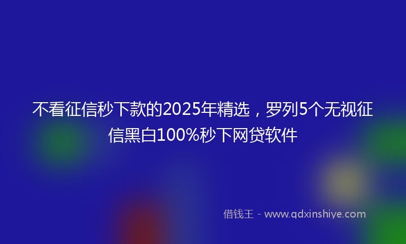 不看征信秒下款的2025年精选，罗列5个无视征信黑白100%秒下网贷软件
