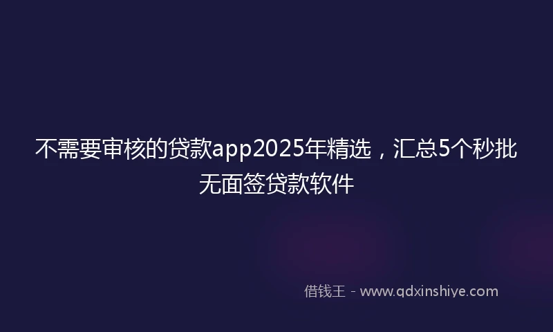 不需要审核的贷款app2025年精选，汇总5个秒批无面签贷款软件