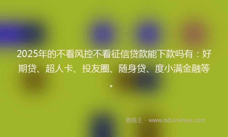 2025年的不看风控不看征信贷款能下款吗有：好期贷、超人卡、投友圈、随身贷、度小满金融等。