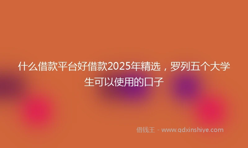 什么借款平台好借款2025年精选，罗列五个大学生可以使用的口子