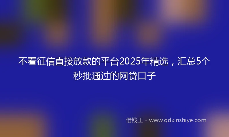 不看征信直接放款的平台2025年精选，汇总5个秒批通过的网贷口子