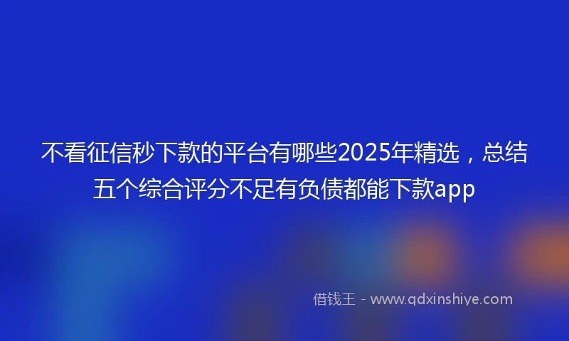 不看征信秒下款的平台有哪些2025年精选，总结五个综合评分不足有负债都能下款app