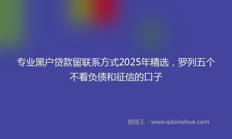 专业黑户贷款留联系方式2025年精选，罗列五个不看负债和征信的口子