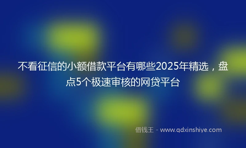 不看征信的小额借款平台有哪些2025年精选，盘点5个极速审核的网贷平台