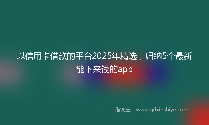 以信用卡借款的平台2025年精选，归纳5个最新能下来钱的app