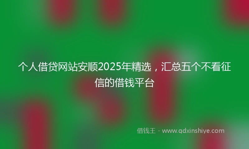 个人借贷网站安顺2025年精选，汇总五个不看征信的借钱平台
