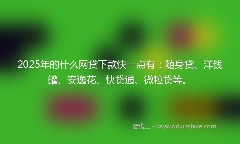 2025年的什么网贷下款快一点有：随身贷、洋钱罐、安逸花、快贷通、微粒贷等。