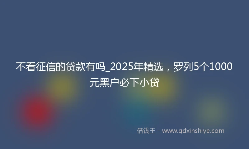 不看征信的贷款有吗_2025年精选，罗列5个1000元黑户必下小贷