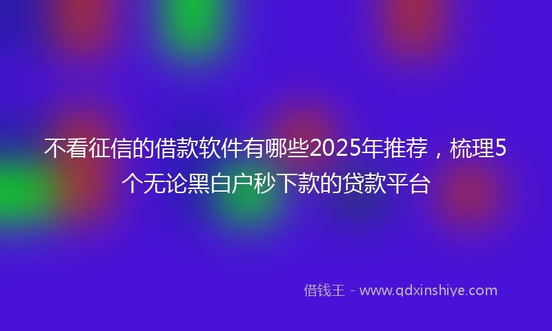 不看征信的借款软件有哪些2025年推荐，梳理5个无论黑白户秒下款的贷款平台