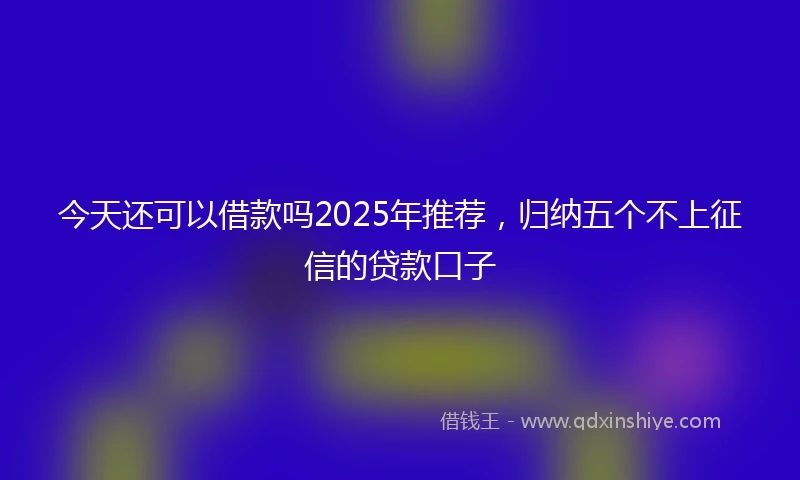 今天还可以借款吗2025年推荐，归纳五个不上征信的贷款口子