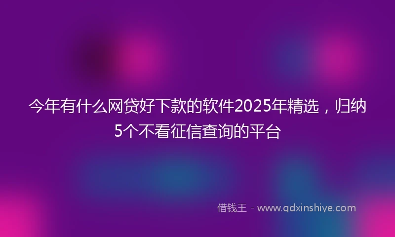 今年有什么网贷好下款的软件2025年精选，归纳5个不看征信查询的平台