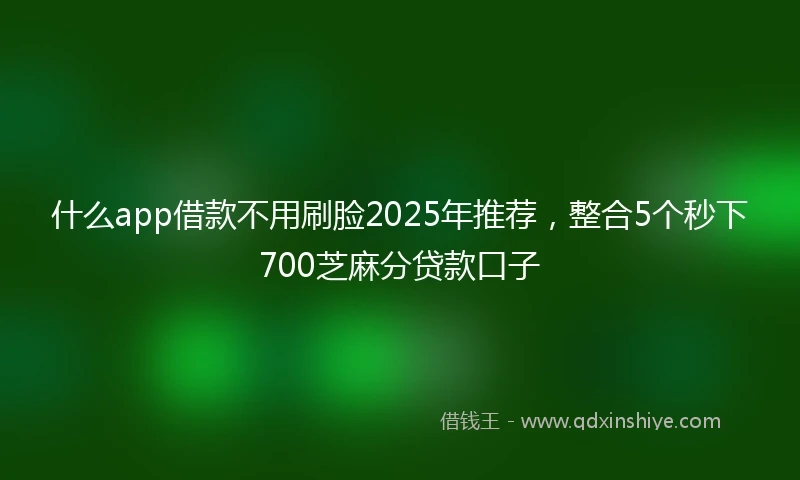 什么app借款不用刷脸2025年推荐，整合5个秒下700芝麻分贷款口子