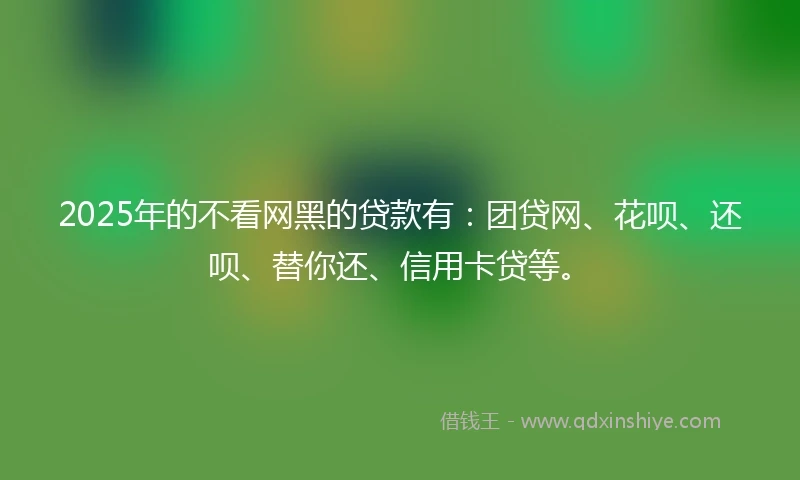 2025年的不看网黑的贷款有：团贷网、花呗、还呗、替你还、信用卡贷等。