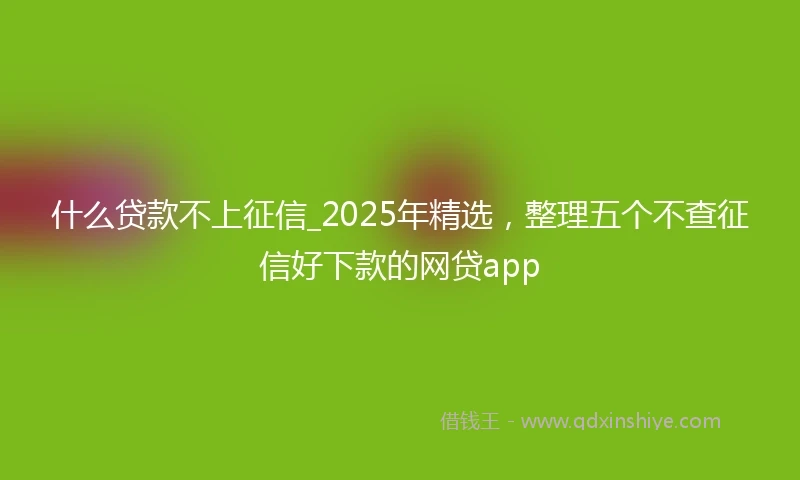 什么贷款不上征信_2025年精选，整理五个不查征信好下款的网贷app