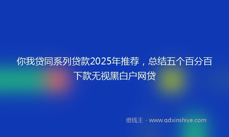 你我贷同系列贷款2025年推荐，总结五个百分百下款无视黑白户网贷