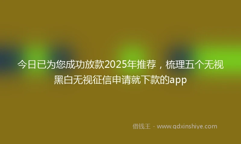 今日已为您成功放款2025年推荐，梳理五个无视黑白无视征信申请就下款的app