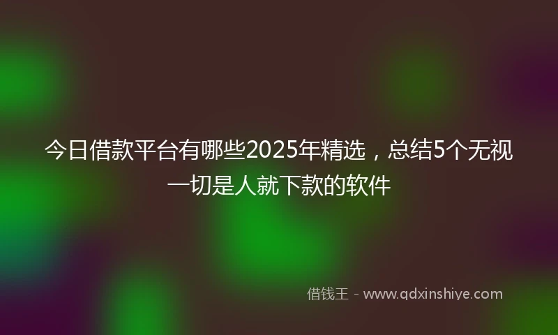 今日借款平台有哪些2025年精选，总结5个无视一切是人就下款的软件