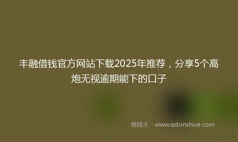 丰融借钱官方网站下载2025年推荐，分享5个高炮无视逾期能下的口子