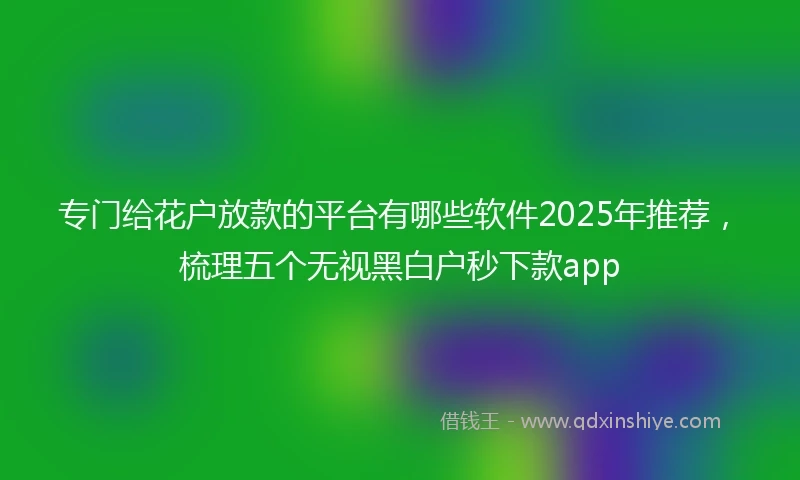 专门给花户放款的平台有哪些软件2025年推荐，梳理五个无视黑白户秒下款app