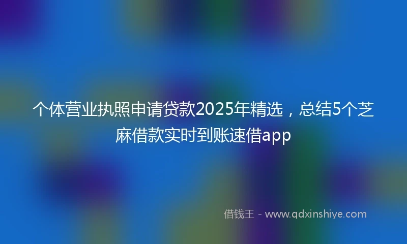 个体营业执照申请贷款2025年精选，总结5个芝麻借款实时到账速借app