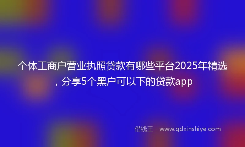 个体工商户营业执照贷款有哪些平台2025年精选，分享5个黑户可以下的贷款app