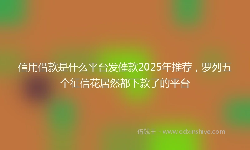 信用借款是什么平台发催款2025年推荐,罗列五个征信花居然都下款了的平台