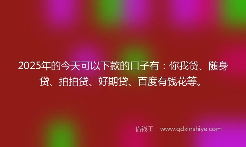 2025年的今天可以下款的口子有：你我贷、随身贷、拍拍贷、好期贷、百度有钱花等。