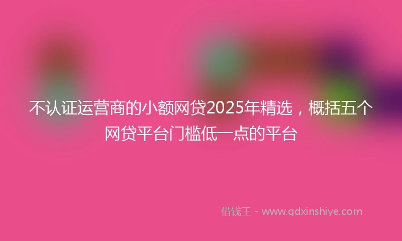 不认证运营商的小额网贷2025年精选，概括五个网贷平台门槛低一点的平台
