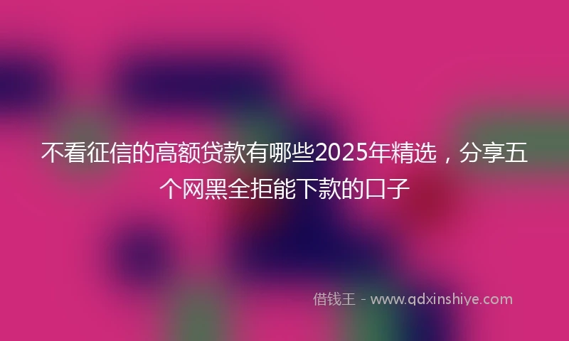 不看征信的高额贷款有哪些2025年精选，分享五个网黑全拒能下款的口子