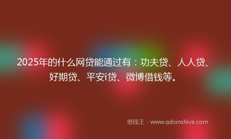 2025年的什么网贷能通过有：功夫贷、人人贷、好期贷、平安i贷、微博借钱等。