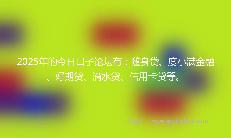 2025年的今日口子论坛有：随身贷、度小满金融、好期贷、滴水贷、信用卡贷等。