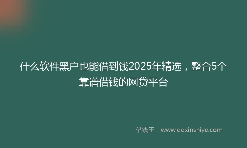 什么软件黑户也能借到钱2025年精选，整合5个靠谱借钱的网贷平台
